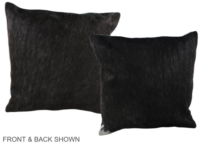Solid Black 20"x20" Brazilian Cowhide Pillow #A37070 by Hudson Hides