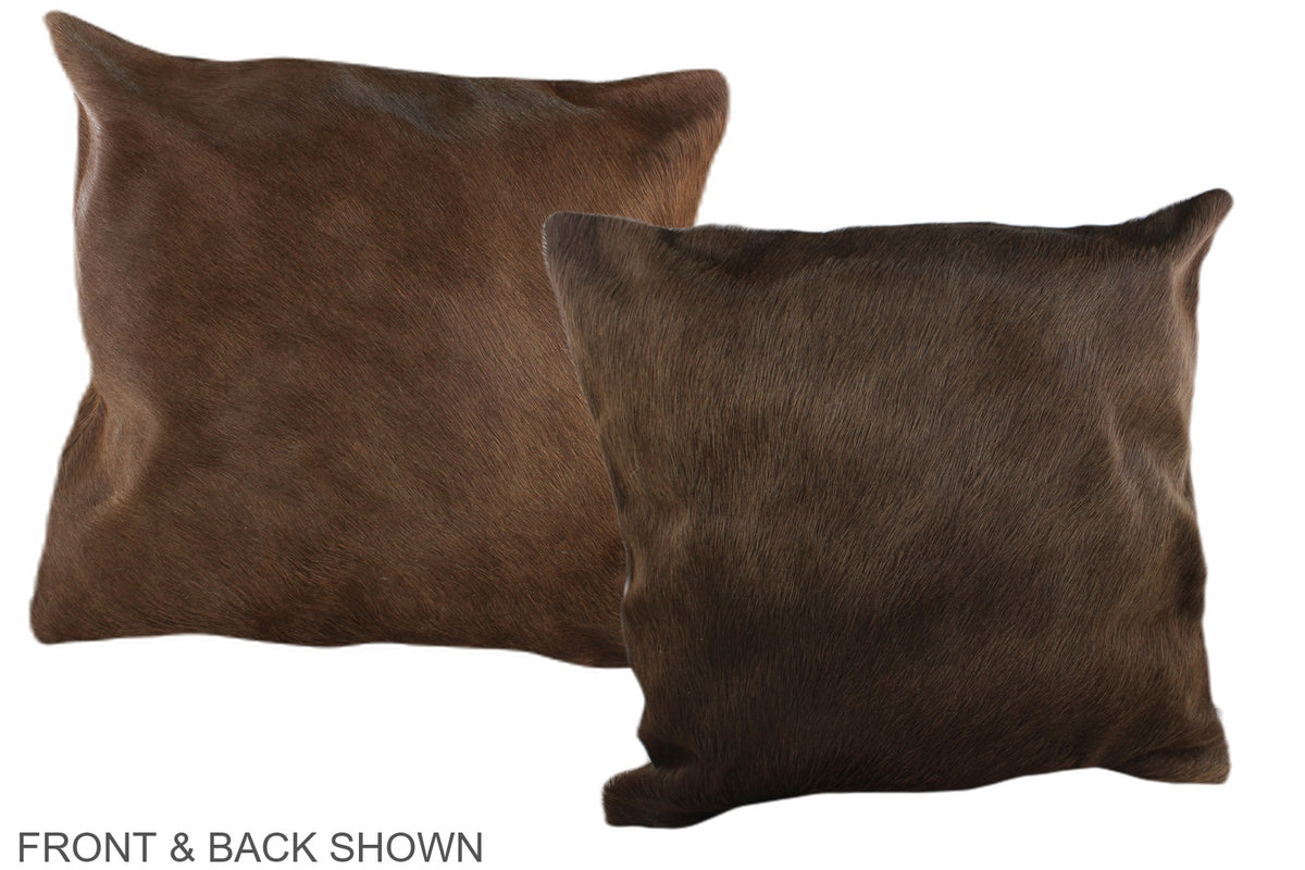 Solid Brown Cowhide Pillow #A37074