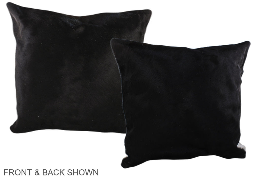 Solid Black 20"x20" Brazilian Cowhide Pillow #A37080 by Hudson Hides