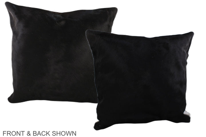 Solid Black 20"x20" Brazilian Cowhide Pillow #A37080 by Hudson Hides