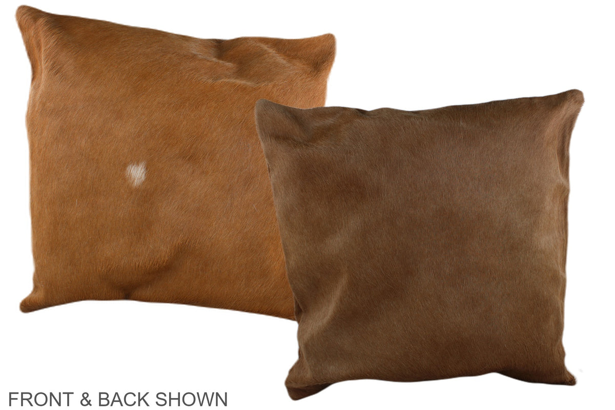 Solid Brown Cowhide Pillow #A37082