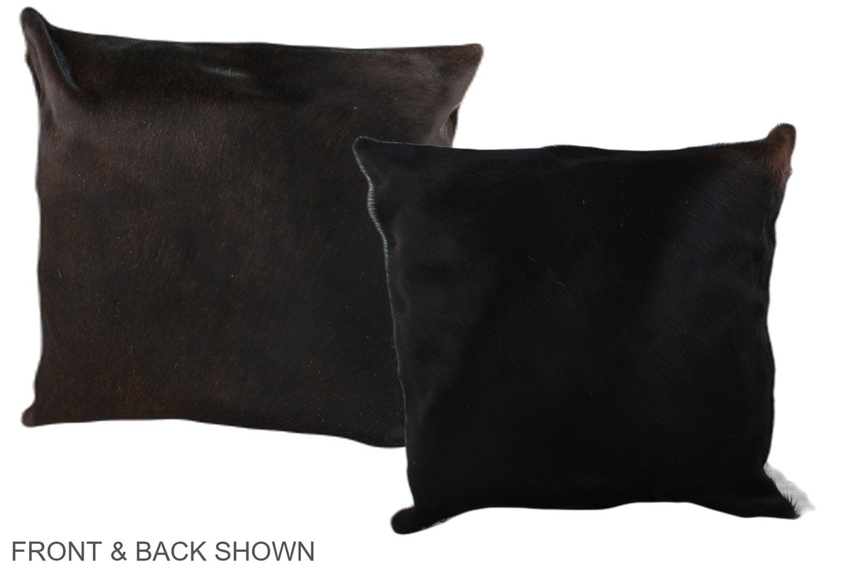 Solid Black Cowhide Pillow #A37084