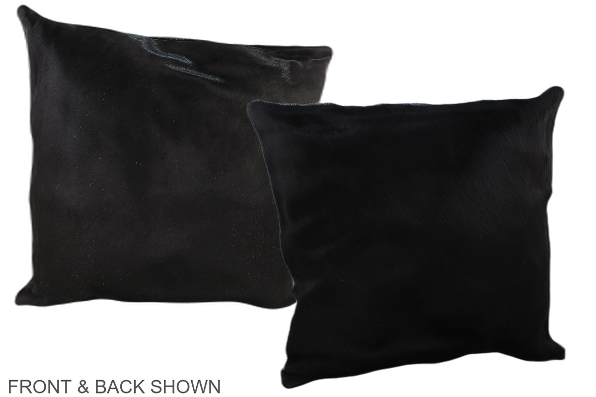 Solid Black Cowhide Pillow #A37087
