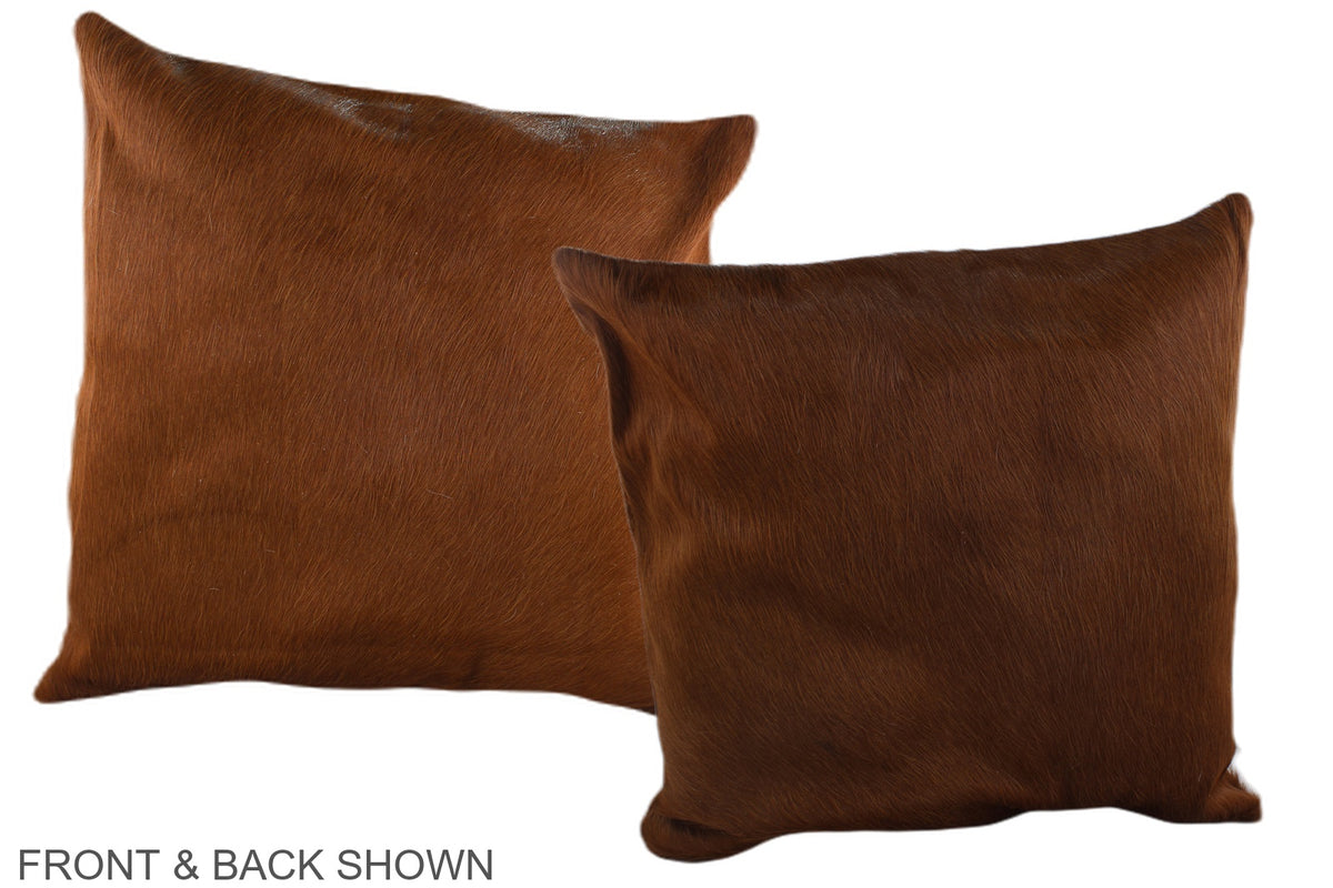 Solid Brown Cowhide Pillow #A37088