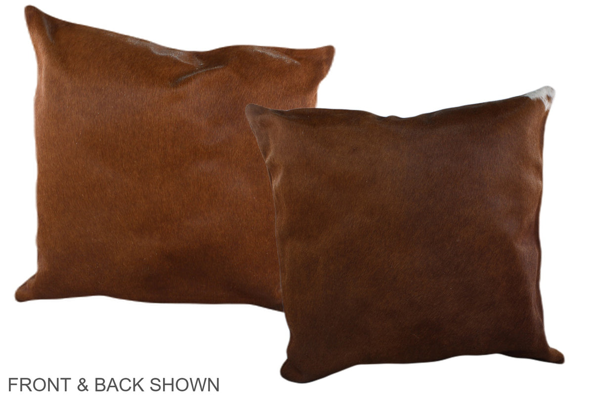 Solid Brown Cowhide Pillow #A37091