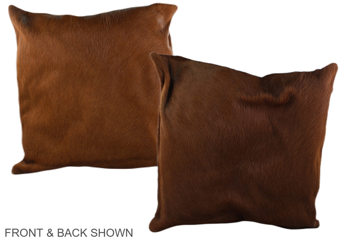 Solid Brown Cowhide Pillow #A37101