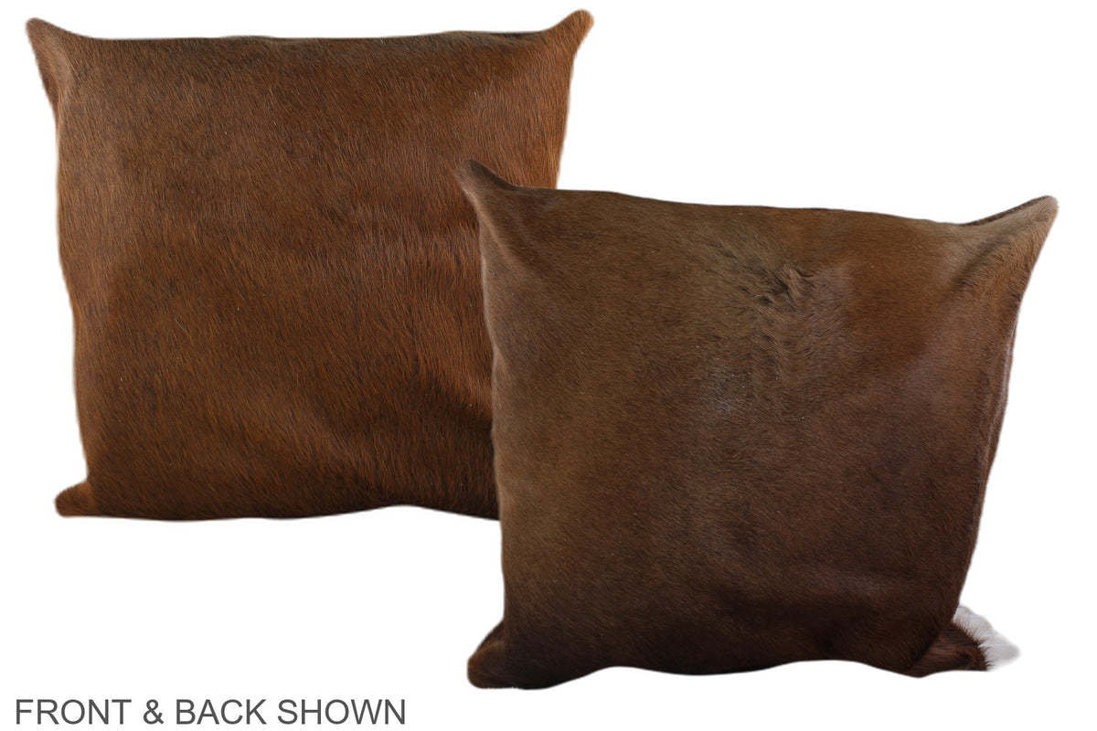 Solid Brown Cowhide Pillow #A37107