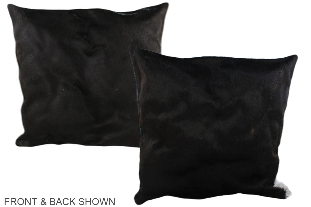 Solid Black 20"x20" Brazilian Cowhide Pillow #A37109 by Hudson Hides