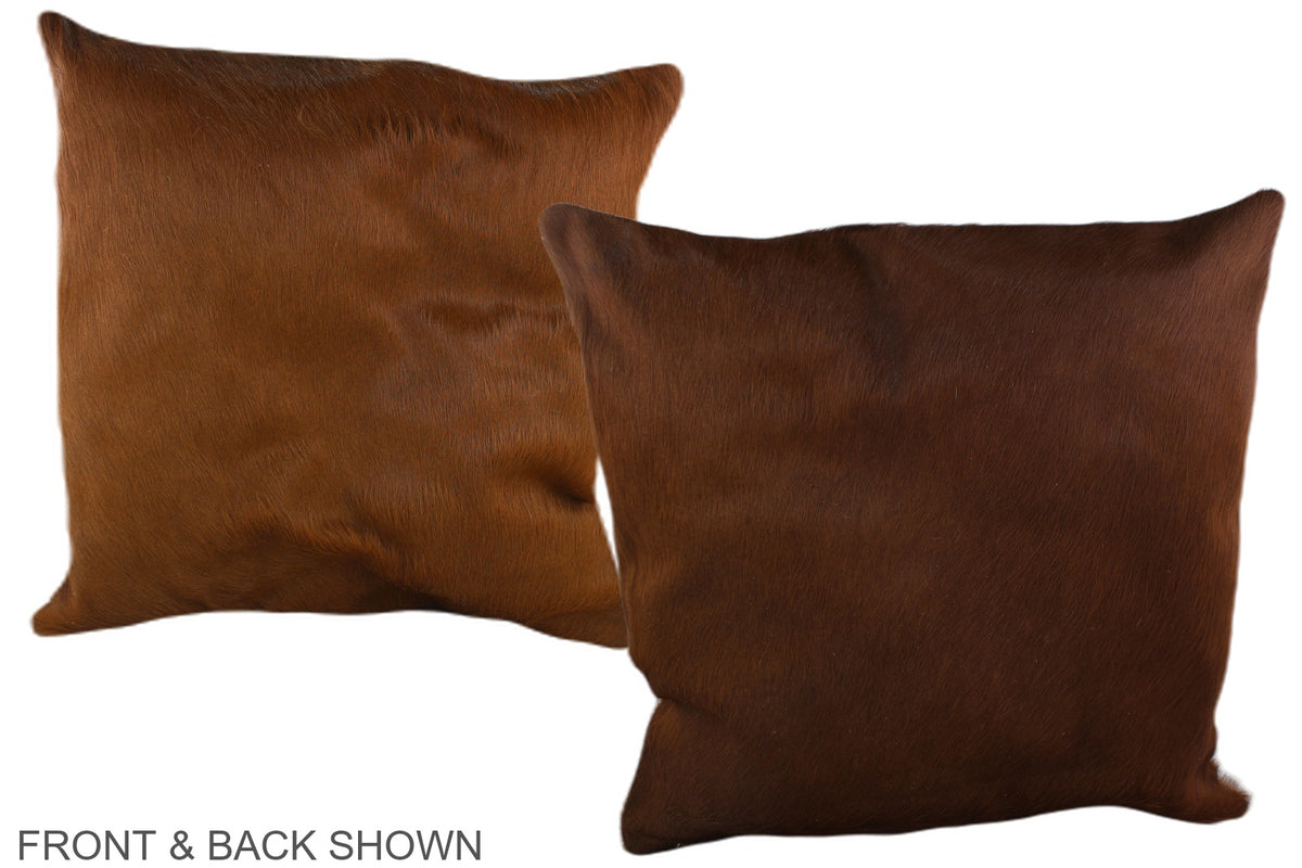Solid Brown Cowhide Pillow #A37110
