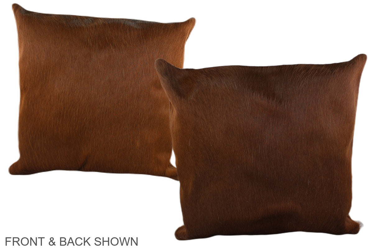 Solid Brown Cowhide Pillow #A37113