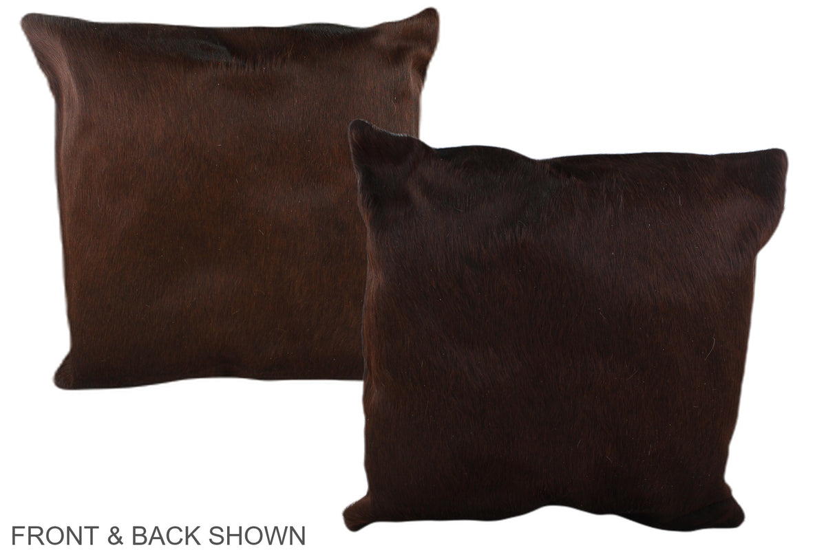 Solid Brown Cowhide Pillow #A37122