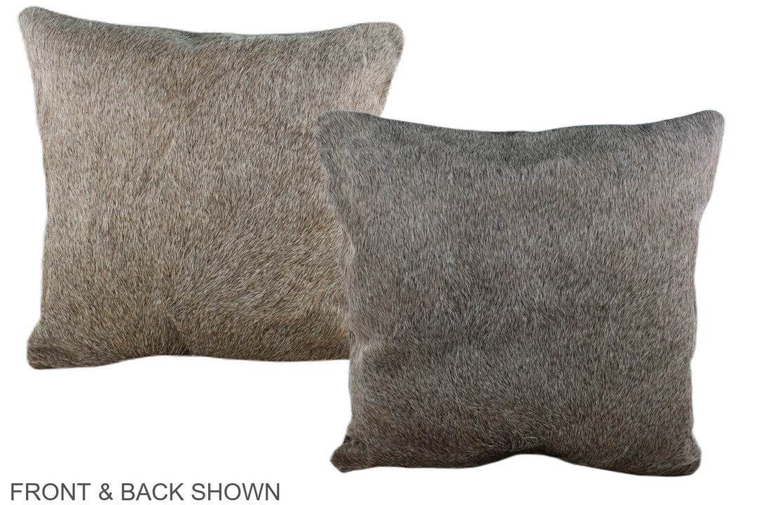 Grey with Beige 20"x20" Brazilian Cowhide Pillow #A37135 by Hudson Hid