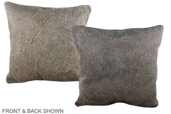 Grey with Beige 20"x20" Brazilian Cowhide Pillow #A37135 by Hudson Hides