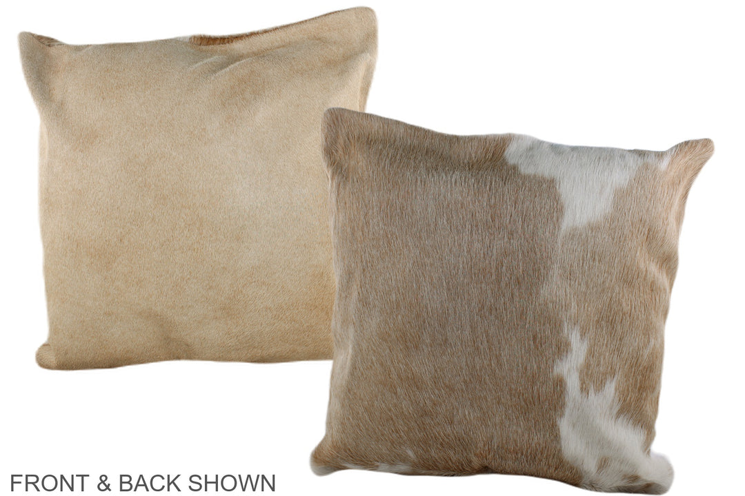 Beige and White 20"x20" Brazilian Cowhide Pillow #A37136 by Hudson Hid