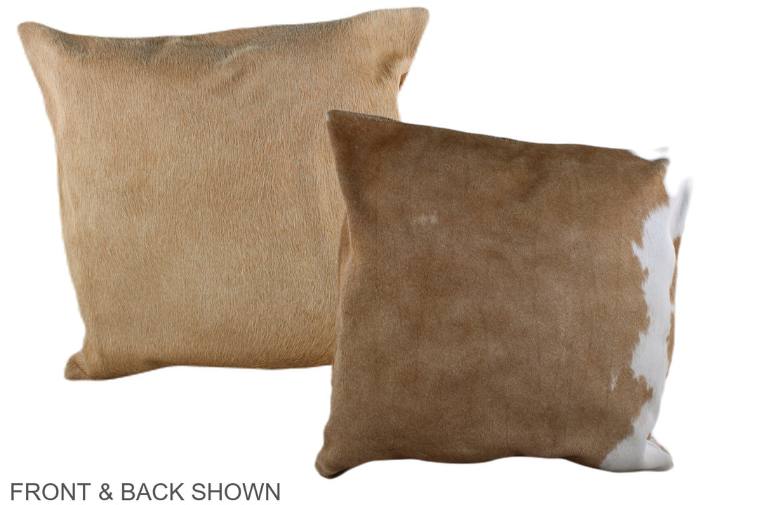 Beige and White 20"x20" Brazilian Cowhide Pillow #A37140 by Hudson Hid