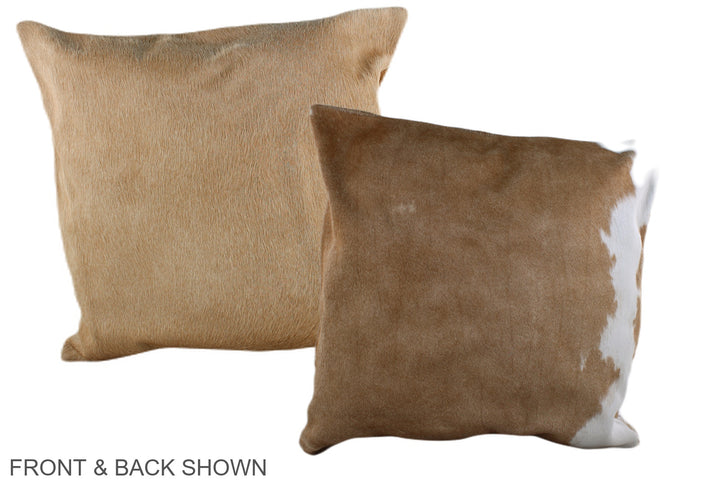 Beige and White 20"x20" Brazilian Cowhide Pillow #A37140 by Hudson Hides