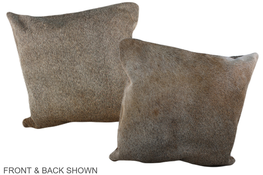 Grey with Beige 20"x20" Brazilian Cowhide Pillow #A37142 by Hudson Hid