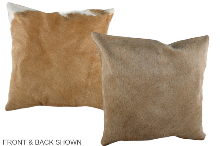 Beige and White 20"x20" Brazilian Cowhide Pillow #A37143 by Hudson Hides
