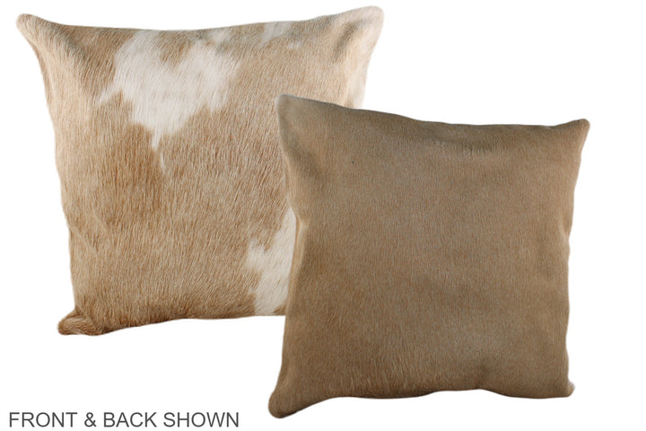 Beige and White 20"x20" Brazilian Cowhide Pillow #A37145 by Hudson Hides