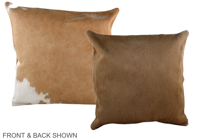Beige and White 20"x20" Brazilian Cowhide Pillow #A37147 by Hudson Hides