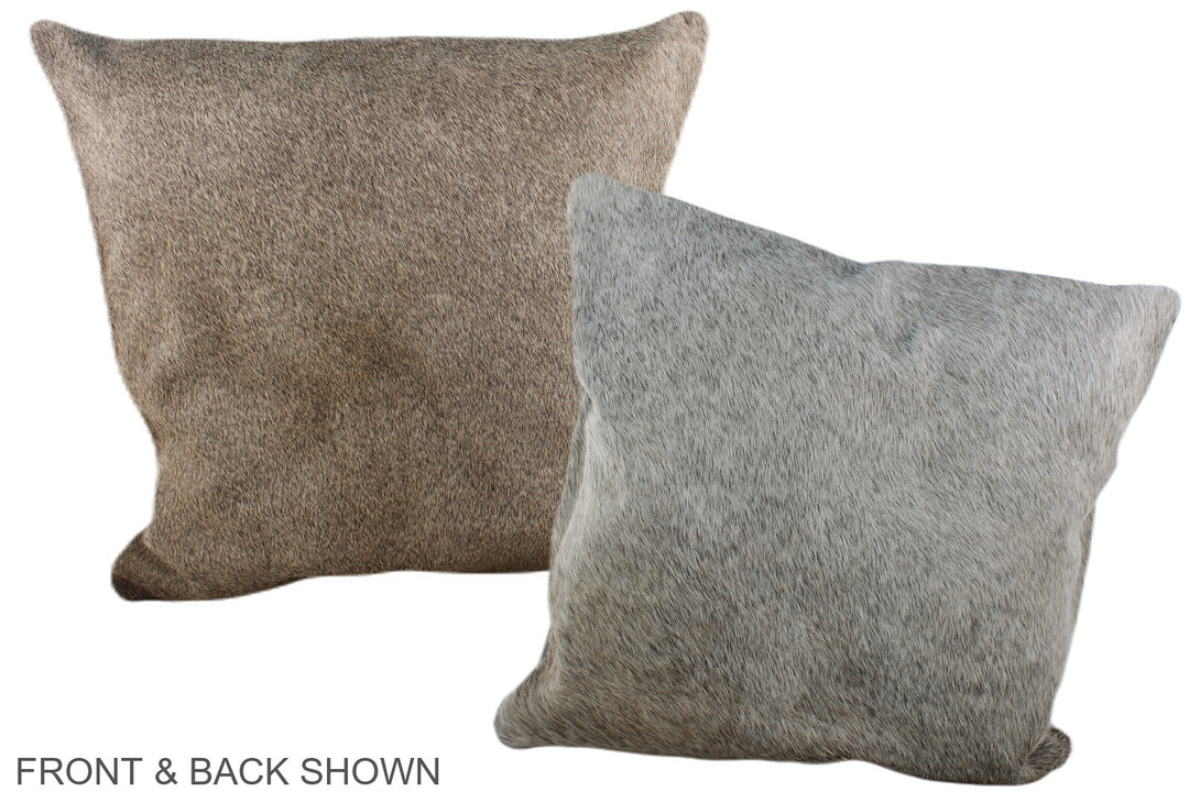 Grey with Beige 20"x20" Brazilian Cowhide Pillow #A37152 by Hudson Hid