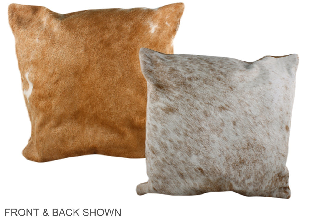 Beige and White 20"x20" Brazilian Cowhide Pillow #A37159 by Hudson Hid