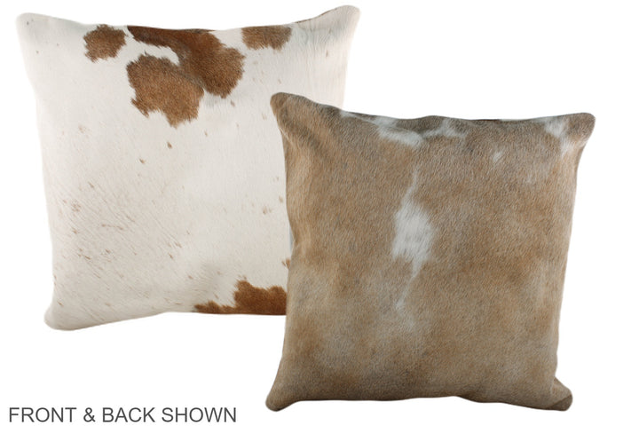 Beige and White 20"x20" Brazilian Cowhide Pillow #A37164 by Hudson Hides
