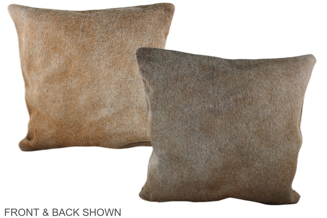 Grey with Beige 20"x20" Brazilian Cowhide Pillow #A37166 by Hudson Hid