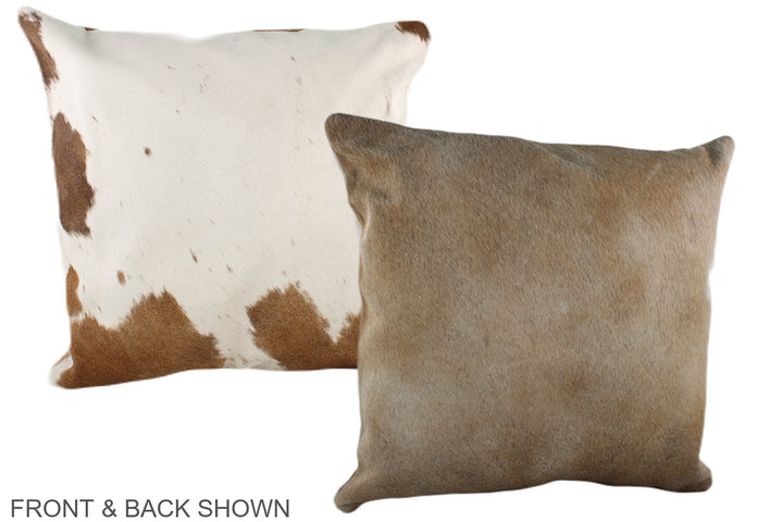 Beige and White 20"x20" Brazilian Cowhide Pillow #A37169 by Hudson Hides