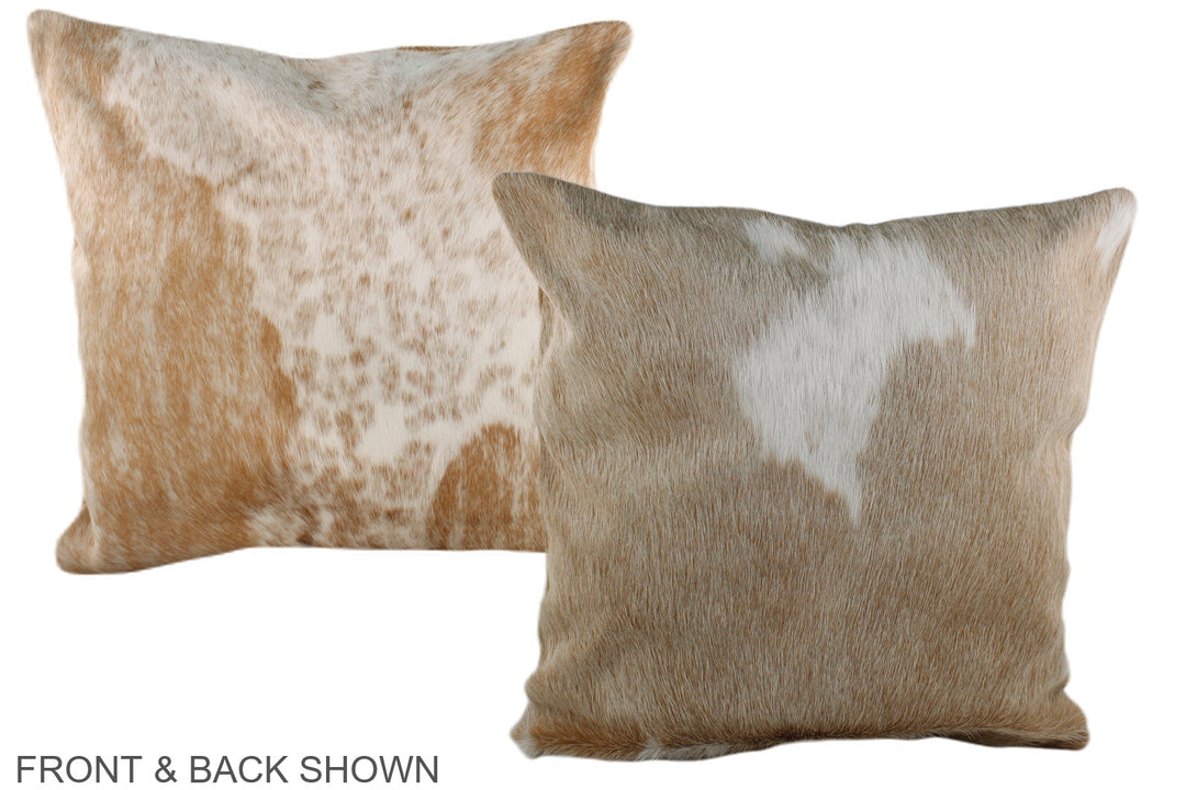 Beige and White 20"x20" Brazilian Cowhide Pillow #A37175 by Hudson Hid