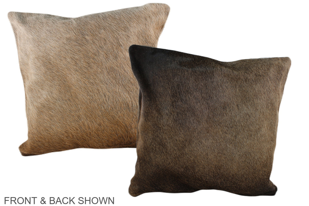 Grey with Beige 20"x20" Brazilian Cowhide Pillow #A37176 by Hudson Hid