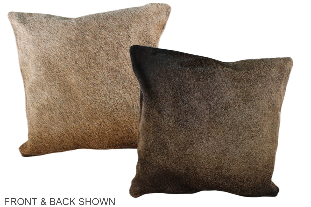 Grey with Beige Cowhide Pillow #A37176