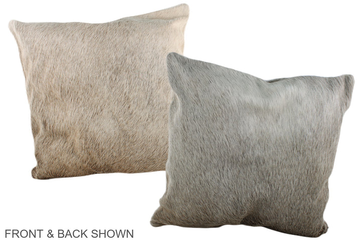 Grey with Beige 20"x20" Brazilian Cowhide Pillow #A37177 by Hudson Hides