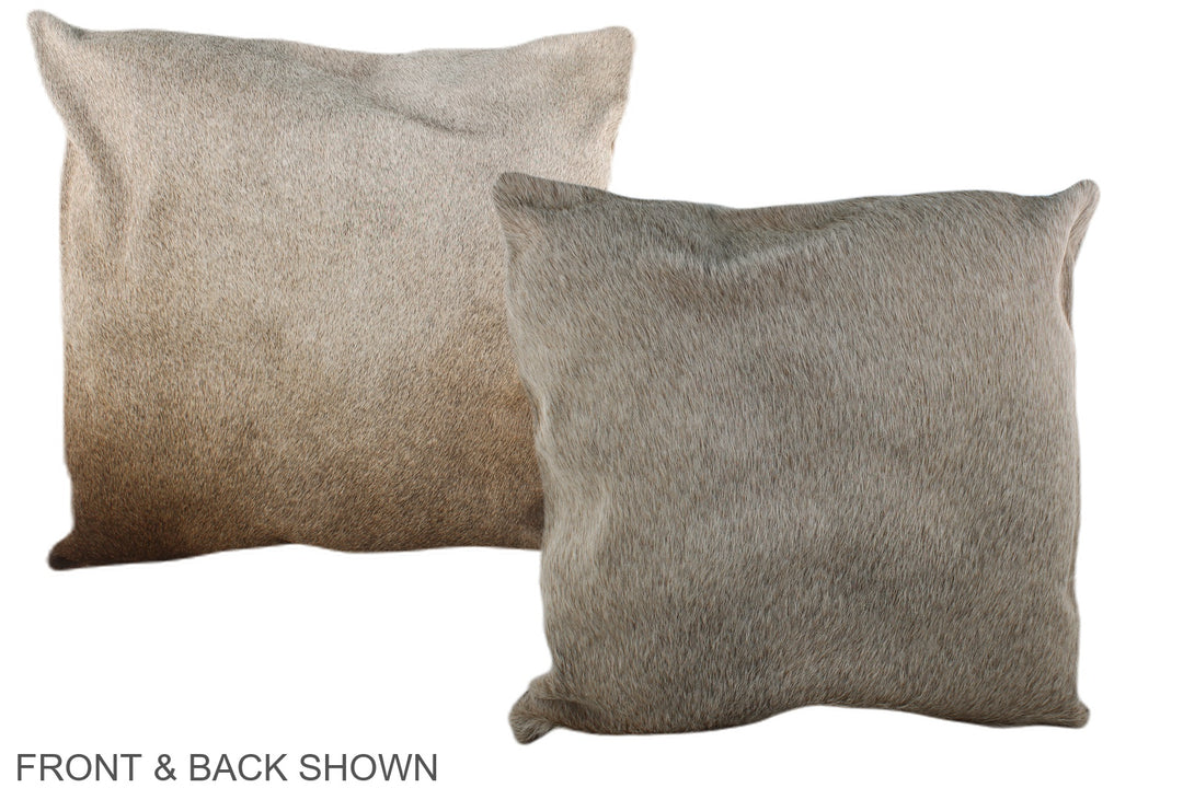 Grey with Beige 20"x20" Brazilian Cowhide Pillow #A37180 by Hudson Hid