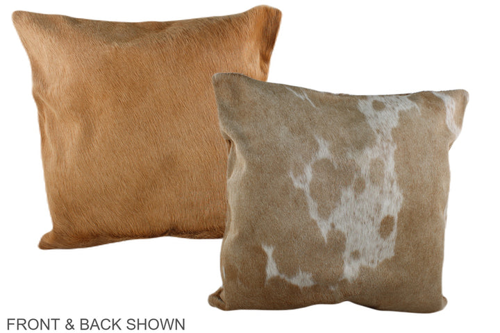 Beige and White 20"x20" Brazilian Cowhide Pillow #A37184 by Hudson Hides