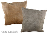 Grey with Beige 20"x20" Brazilian Cowhide Pillow #A37187 by Hudson Hides
