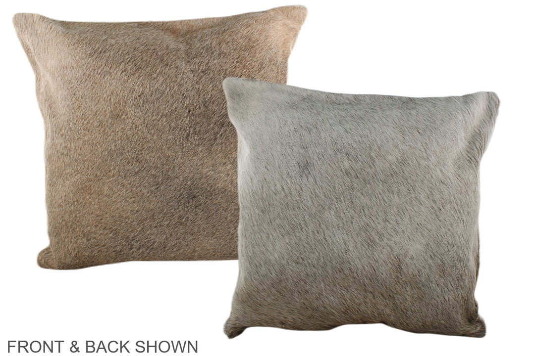 Grey with Beige 20"x20" Brazilian Cowhide Pillow #A37189 by Hudson Hid