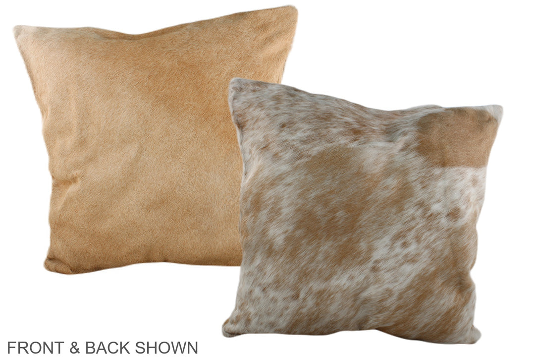 Beige and White 20"x20" Brazilian Cowhide Pillow #A37190 by Hudson Hid
