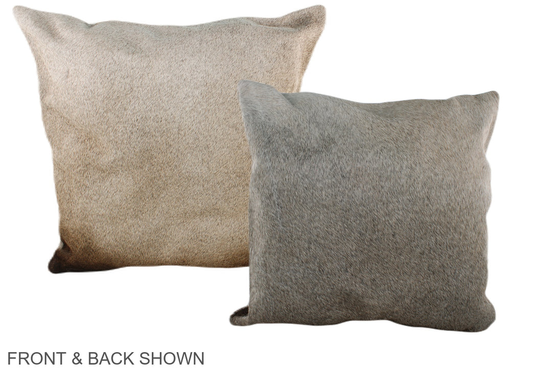 Grey with Beige 20"x20" Brazilian Cowhide Pillow #A37194 by Hudson Hid