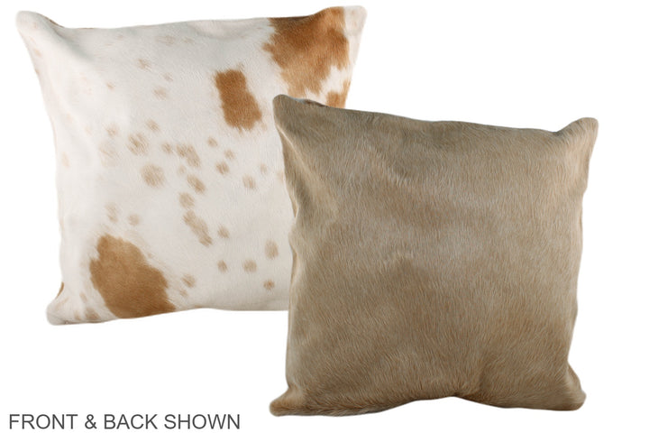 Beige and White 20"x20" Brazilian Cowhide Pillow #A37195 by Hudson Hides