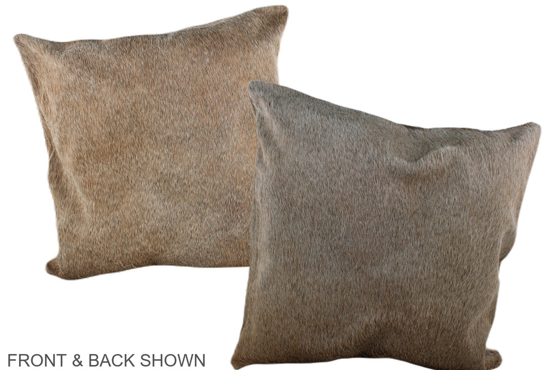 Grey with Beige 20"x20" Brazilian Cowhide Pillow #A37197 by Hudson Hid