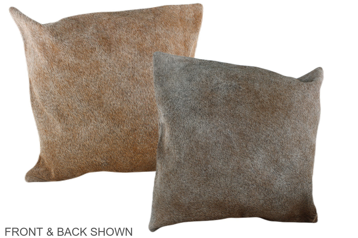 Grey with Beige Cowhide Pillow #A37200