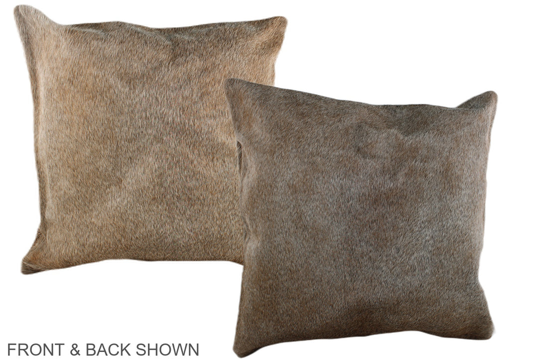 Grey with Beige 20"x20" Brazilian Cowhide Pillow #A37204 by Hudson Hid