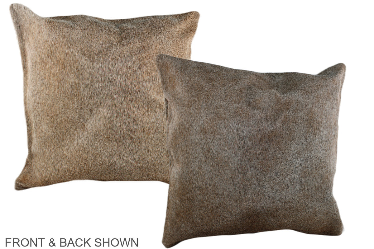 Grey with Beige Cowhide Pillow #A37204