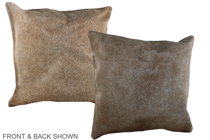Grey with Beige 20"x20" Brazilian Cowhide Pillow #A37204 by Hudson Hides