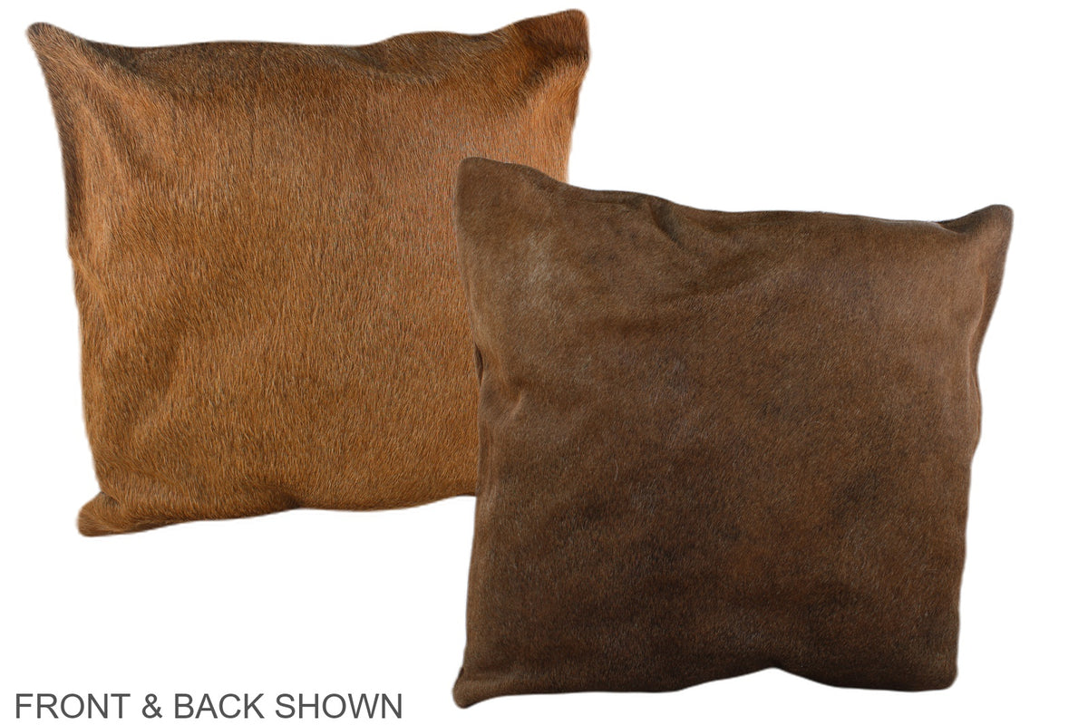 Solid Brown Cowhide Pillow #A37209