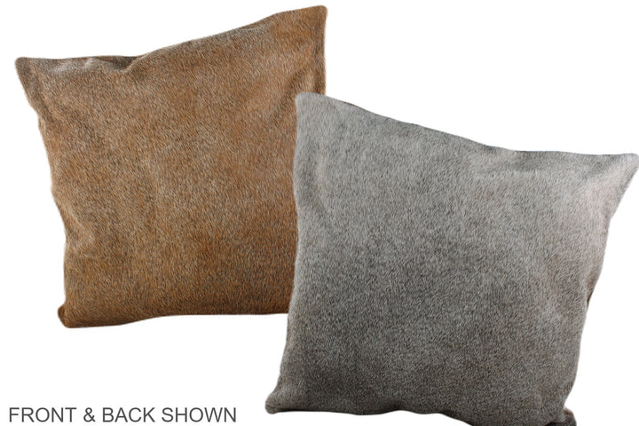 Grey with Beige 20"x20" Brazilian Cowhide Pillow #A37213 by Hudson Hides