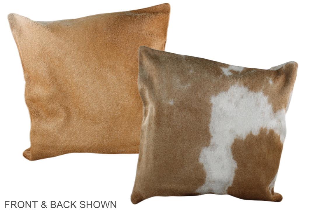 Beige and White 20"x20" Brazilian Cowhide Pillow #A37218 by Hudson Hid