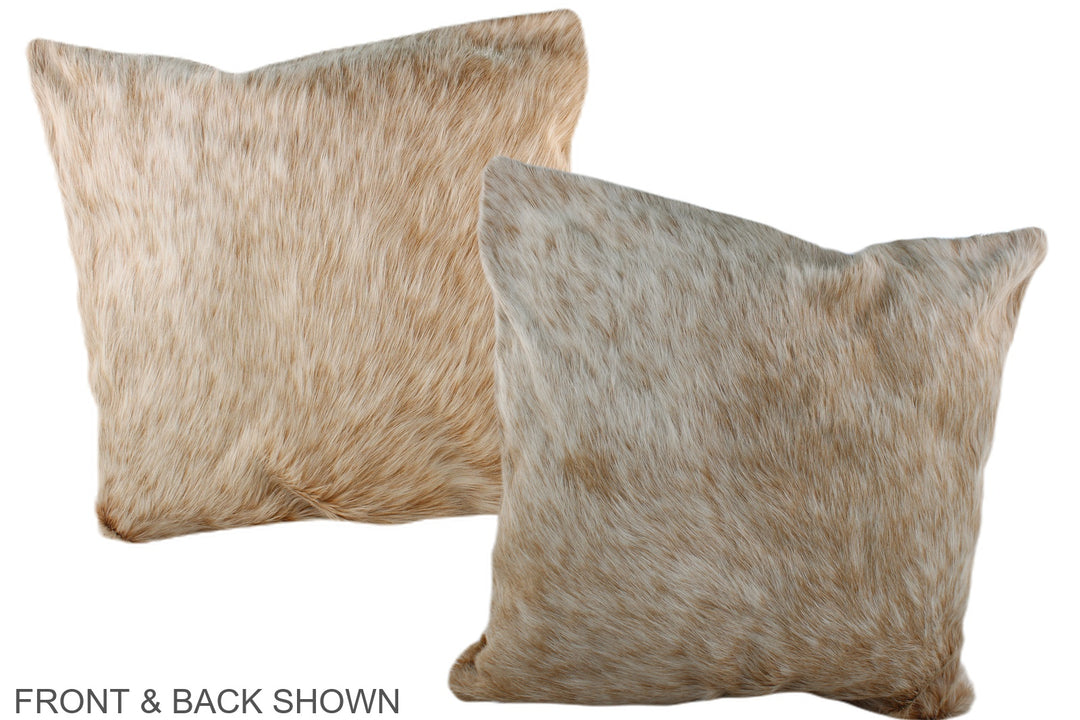 Beige and White 20"x20" Brazilian Cowhide Pillow #A37224 by Hudson Hid