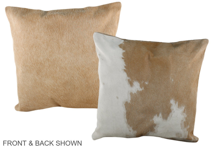 Beige and White 20"x20" Brazilian Cowhide Pillow #A37243 by Hudson Hides